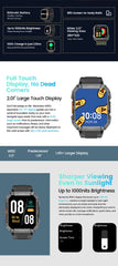 Blackview W60 2024 New Smartwatch 2.01'' HD Display TFT Rugged Smart Watch for Outdoor With Emergency Lighting Bluetooth Calling