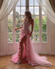 Homecoming Dresses: Baby Pink 3D Flowers Mermaid Evening Dress Elegant