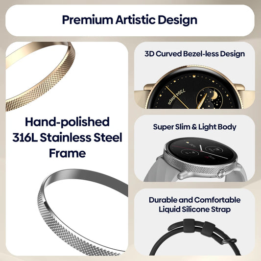 Zeblaze GTR 3 Pro AMOLED Display Make/Answer Phone Calls Smart Watch 316L Stainless Steel Fitness Smartwatch For Men Women