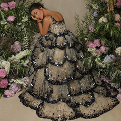 Evening wear Dresses: Sparkly Sequin Tiered Ruffles Elegant Women