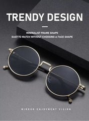 Personality Metal Round Myopia Sunglasses Driving Riding Outdoor UV400 Resistant Party Gatherings Eyeglasses 0 TO -4.0