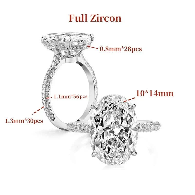 GXTRS Luxury 8CT Oval Cut Full Moissanite Ring S925 Silver For Women Sparkling Lab Diamond Wedding Band Fine Jewelry Certificate