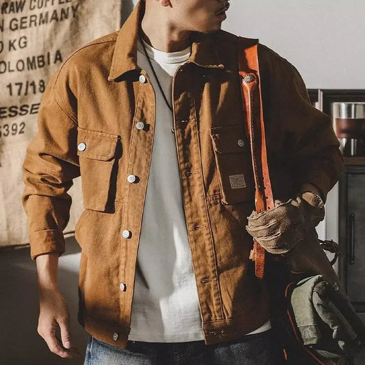 Vintage denim jacket men's baggy new fashion workwear