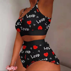 2 Pieces Set Women's Pajama Shorts Suit Multiple Print Underwear Lingerie