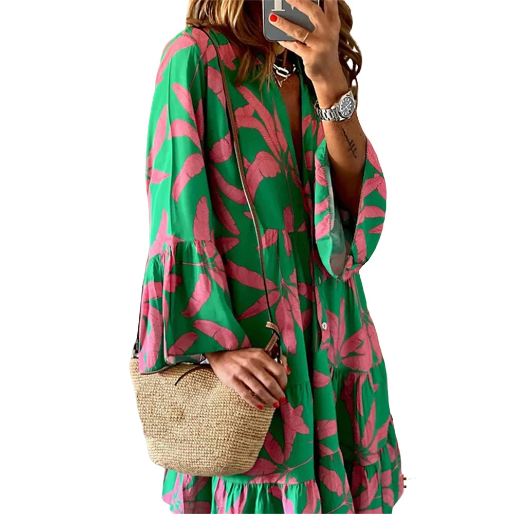 Oversized Dress for Women Clothing Summer Plus Size Boho Beach Floral Mini Dress