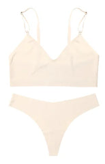 Seamless Bra Briefs Set Bustier Crop Tops Breathable Sexy Ice Silk Seamless