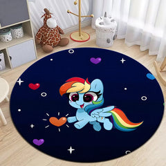 My Little Pony Printed Round Carpet for Living Room Rugs Camping Picnic Mats Flannel