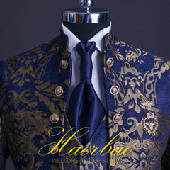 Mens Beach Wedding attire: Men Suit Set Stand Collar Mens Wedding Suits Formal