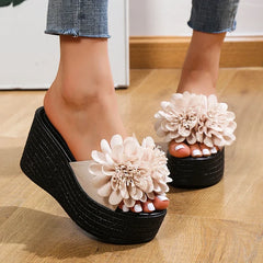 Wedges Sandals Women Slippers Summer Beach Platform Shoes Flower Slippers