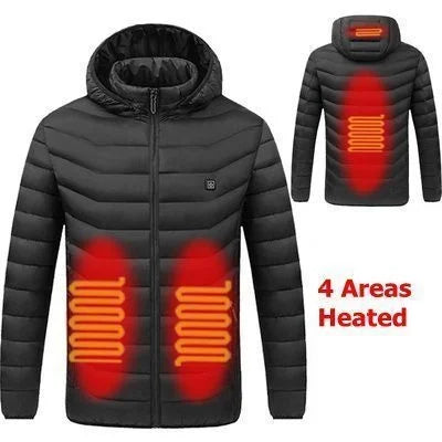 19 Areas USB Heated Jacket Men Winter Thermal Coat Electric Heating Jacket Hooded