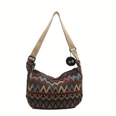 Wave Pattern Design Crossbody Bag for Women Large Capacity Canvas