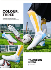 Men's Turf Soccer Shoes Kids Outdoor Long Spikes Training Ankle Football Boots