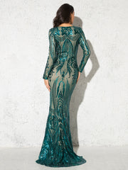 Homecoming Dresses: Stretch Sequined Evening Dress Modest Elegant Prom Gown