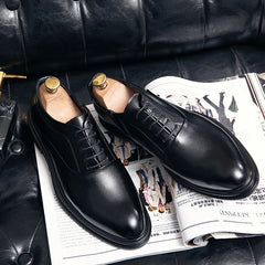 Business Formal Leather Shoes Men's Casual with Suit Low Top Solid Wedding Shoes