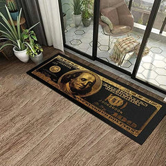 Black Gold 100 Dollar Bill Money Kitchen Floor Mat Home Entrance Doormat Corridor