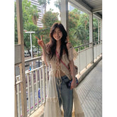 Sweet Ruffles Dress Women Y2K Slash Neck Bandage Robe Vintage Streetwear