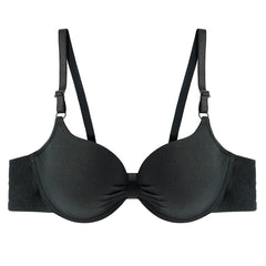 Women Cotton Gathered Bra Deep V Underwire Ladies Brassiere Push Up