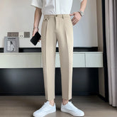 Solid Color Suit Pants Men Slim Fashion Social Mens Dress Pants Korean Straight
