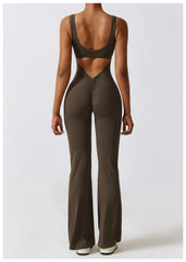 Women Jumpsuits One-Piece Yoga Suit Dance Belly Tightening Fitness Workout Set
