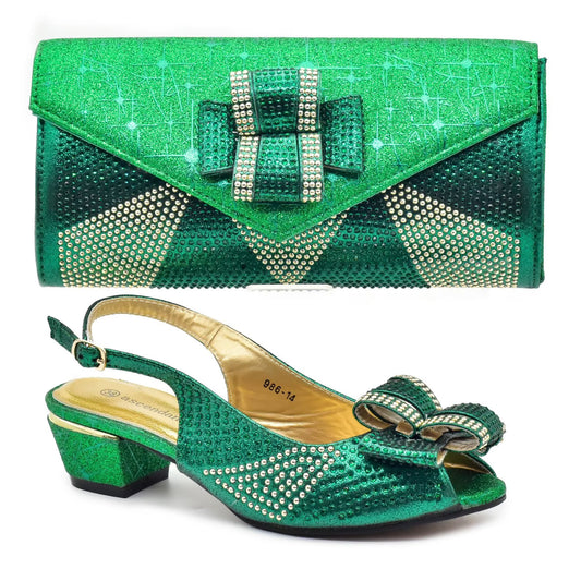 Matching Shoes and Bags: Shoes And Bag Matching Set With Gold Women Italian Shoes