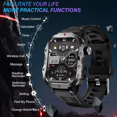 KESHUYOU Outdoor Sports Smart Watch 2.01 inch HD Screen LED Flashlight Bluetooth Talking Smart Watch for Men Women Holiday Gifts