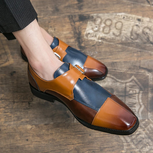 Mixed Color Leather Shoes Busniess Brogue Shoes Men Formal Dress