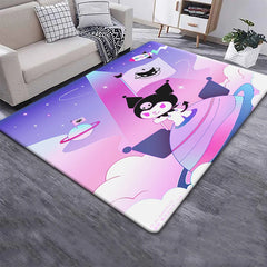 Kuromi Sanrio Lovely Carpet Rug for Living Room Bedroom Decoration Picnic Camp