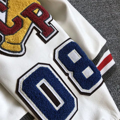 Men's spring and autumn baseball uniform Y2K retro trend leather jacket heavy