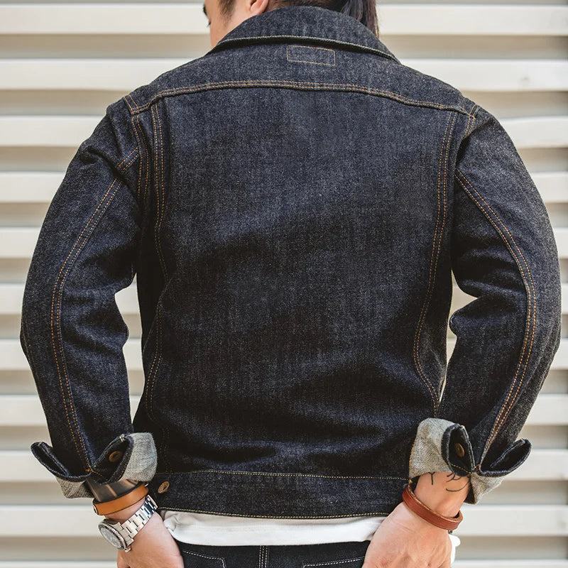 Workwear Retro Original Denim Jacket Motorcycle Fit Spring and Autumn Coat Men's