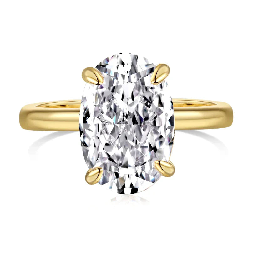 FIRERING 100% 5ct Oval Moissanite Ring 8x12MM with Certificate Passed Diamond Test Rings Women Wedding Jewelry Gift S925 Silver