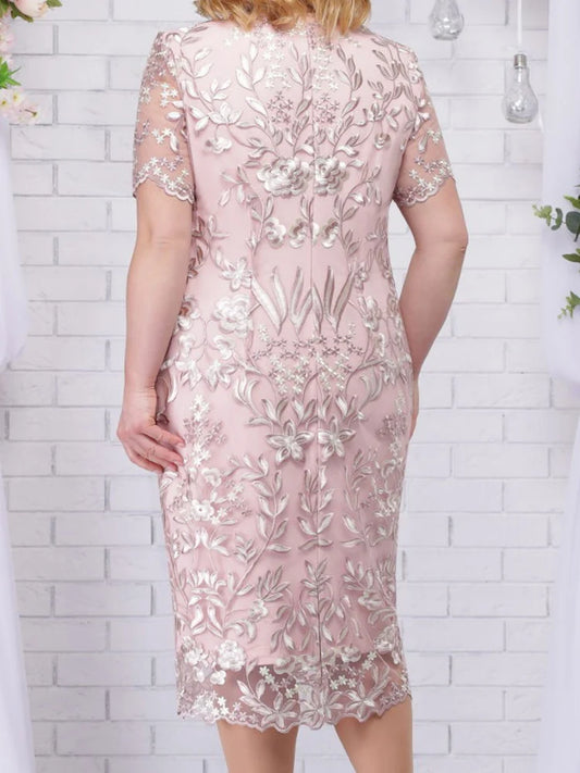 4xl 5xl Plus Size Summer Dresses for Wedding Guest Women's Short Sleeve Lace