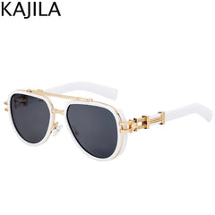 Sunglasses Men Brand Oval Metal Frame Steampunk Sunglasses