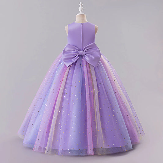 Elegant Kids Sleeveless Tulle Ball Gown Stage Performances Weddings Christmas Girls Dresses Girls Princess Party Dresses