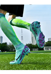 Men Light Soccer Shoes Ankle Football Field Boots Outdoor Non-slip Grass