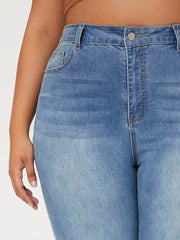 Plus Size Ripped Jeans for Women High Waist Stretchy Washing Hope Women Jeans