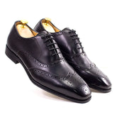 Size 7-12 Handmade Men's Wingtip Oxford Shoes Genuine Calfskin Leather Brogue