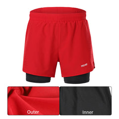Men's Running Shorts Outdoor Sports Training Exercise Jogging Gym Fitness 2 in 1