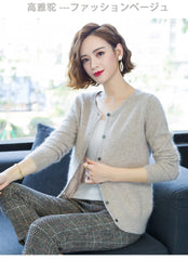 Women Cardigan Large Size Warm Pure Mink Cashmere Sweaters O-neck Loose Coat
