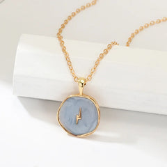 Colorful Moon Star Lightning Pendant Necklaces For Women Girls Enamel Fashion