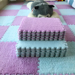 30 X 30cm EVA Foam Puzzle Mat Long Hair Carpet Soft Plush Villi Shaggy Area Rug Mats