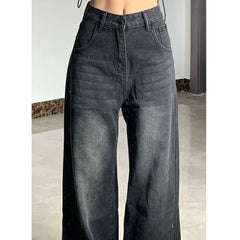 Xpqbb Women Vintage Streetwear Black Jeans Women