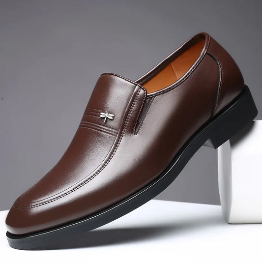 Men's Breathable Leather Shoes Black Soft Leather Soft Bottom