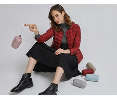 Autumn Winter Warm Women White Duck Down Slim Jackets Female