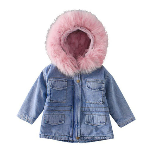 Autumn Winter Thicken Baby Boys Denim Jacket Thick Warm Children Outerwear Fashion Coat 2 3 4 5 6 7 8 Years Kids Clothes