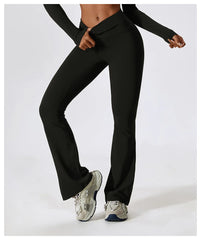 Women Wide-leg Pants Yoga Leggings Tights High Waist Leisure Flared Pants Dance