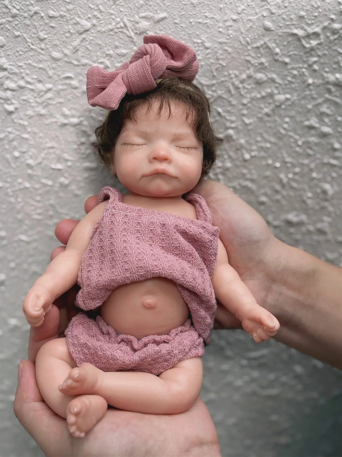 Can Open Mouth 26cm Waterproof Solid Silicone Bebe Reborn Girl With Rooted Hair Soft Touch Lifelike Realistic Newborn Girl Doll