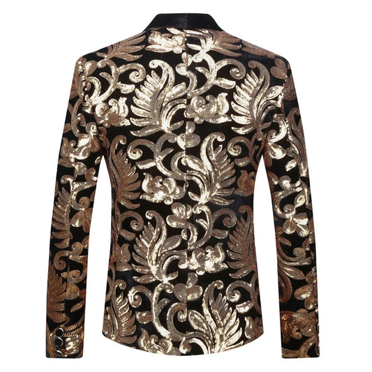 Beach Wedding Outfit Men: Men's Gold Velvet Fashion Elegant Casual Wedding