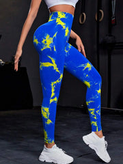 Women Seamless Tie Dye Leggings High Waist Slim Push Up Fashion Fitness Running