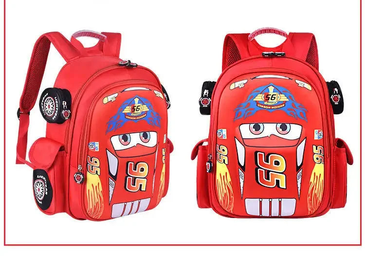 Disney Car Children's Bag Kindergarten Boy's Backpack Lightning Cartoon Multi Pocket Three-dimensional Schoolbag For Kids