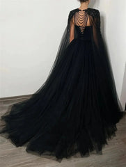 Homecoming Dresses: Black Beaded Glitter A-line Wedding Dress Elegant Detachable